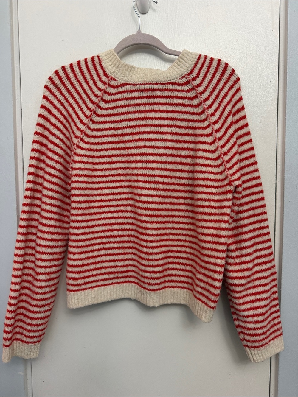American Eagle Outfitters Cream and Red Striped Crewneck Sweater - Picture 7 of 10